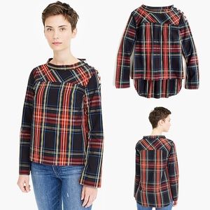 Funnelneck Shirt In Stewart Tartan-Jeweled Buttons